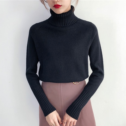 Winter Korean Turtleneck Long Sleeves Cashmere Sweater – Snazzyholic